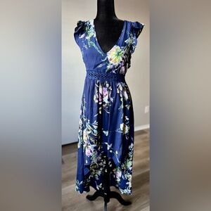 She + Sky Blue Floral High Low Dress